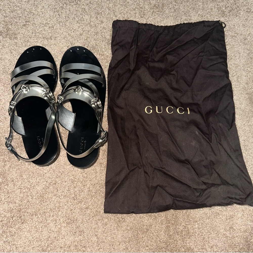 Silver Strappy Gucci Sandals - Picture 6 of 8